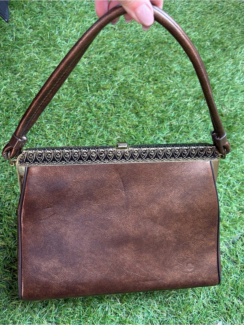 Vintage 1950s Artcraft Kelly Handbag – Inlaid Filigree Satchel